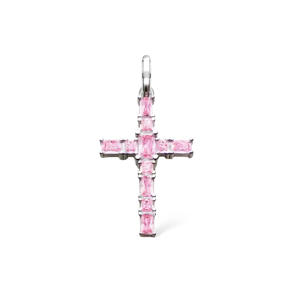 CROSS PENDANT S925 - SILVER/PINK