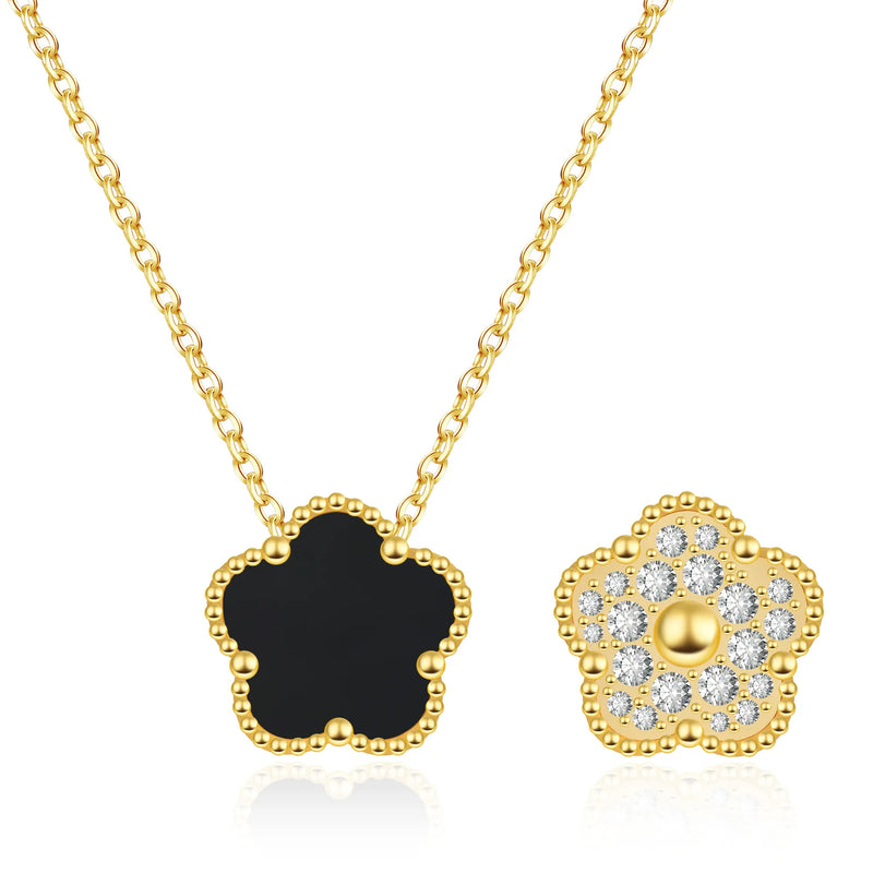 FIORI DIAMOND NECKLACE - GOLD/BLACK