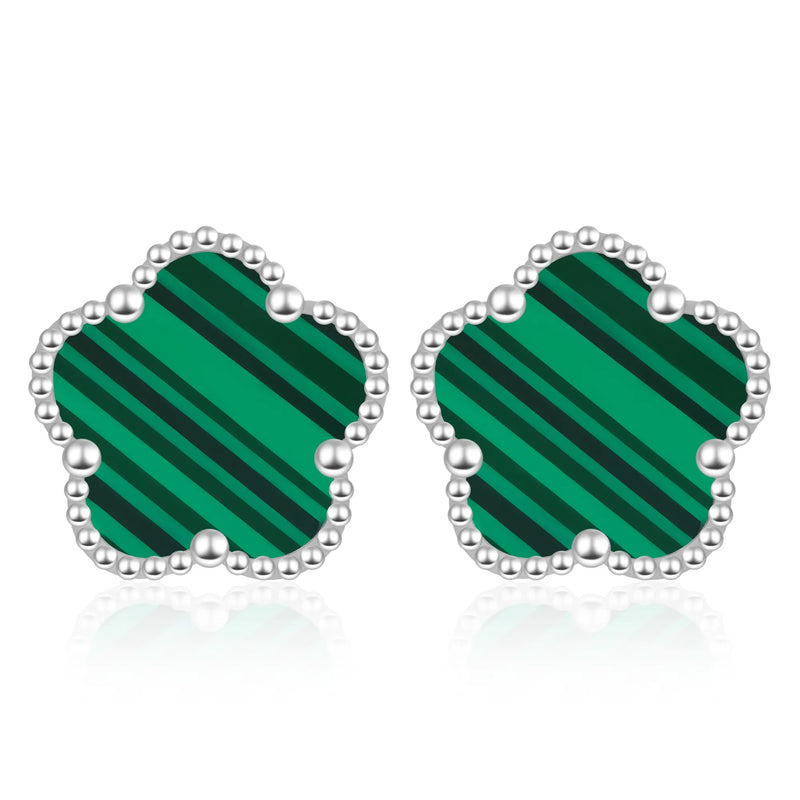 EARRINGS FIORI - SILVER/GREEN