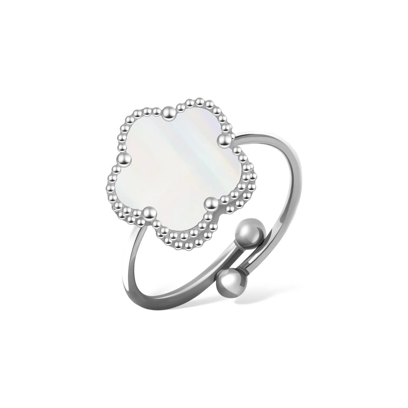 RING FIORI - SILVER/WHITE