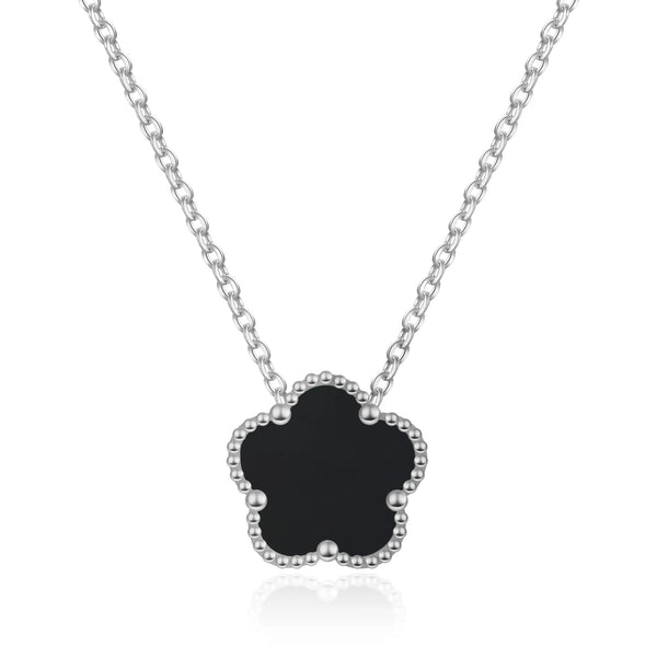 FIORI NECKLACE - SILVER/BLACK