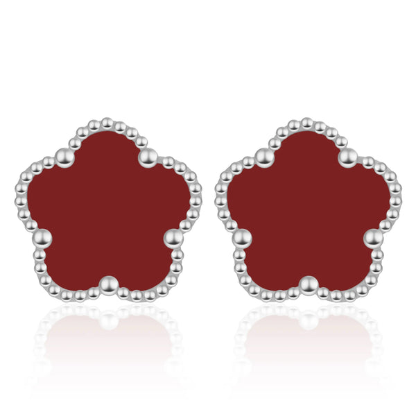 EARRINGS FIORI - SILVER/RED