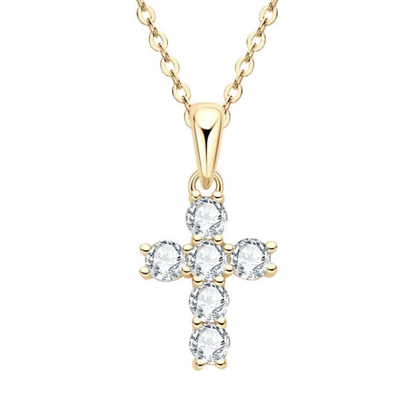 DIAMOND CROSS NECKLACE MOISSANITE S925 - GOLD