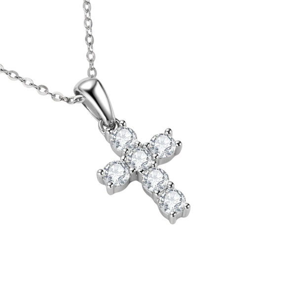 DIAMOND CROSS NECKLACE MOISSANITE S925 - SILVER