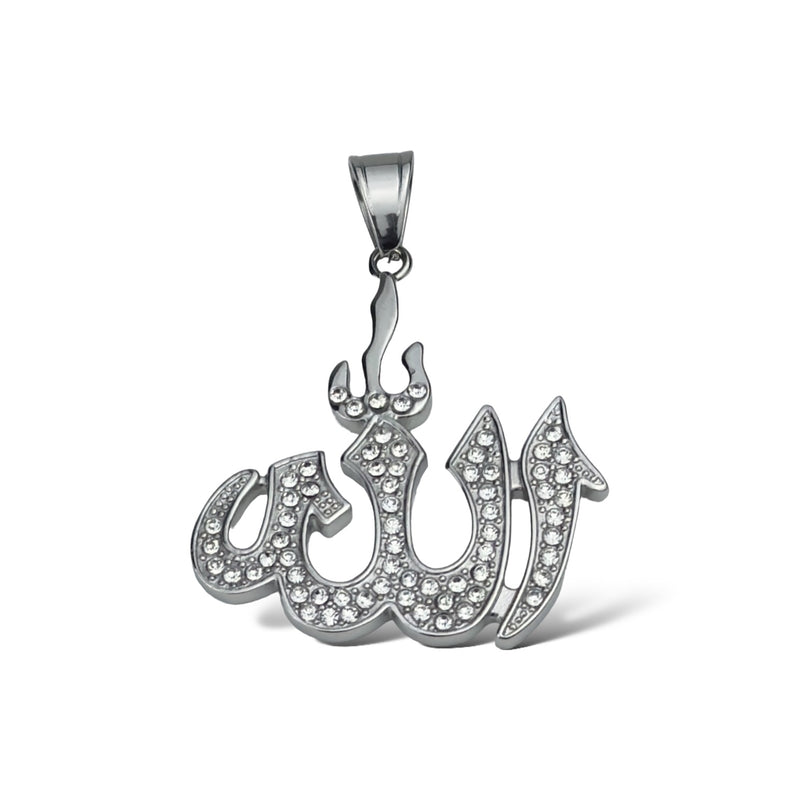 DIAMOND ALLAH PENDANT - SILVER