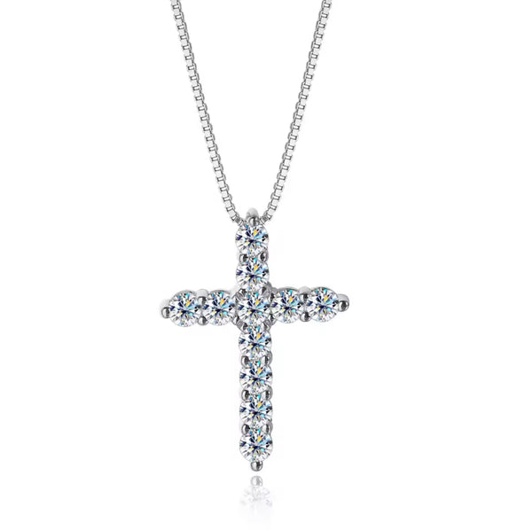 BARI DIAMOND CROSS NECKLACE MOISSANITE S925 - SILVER