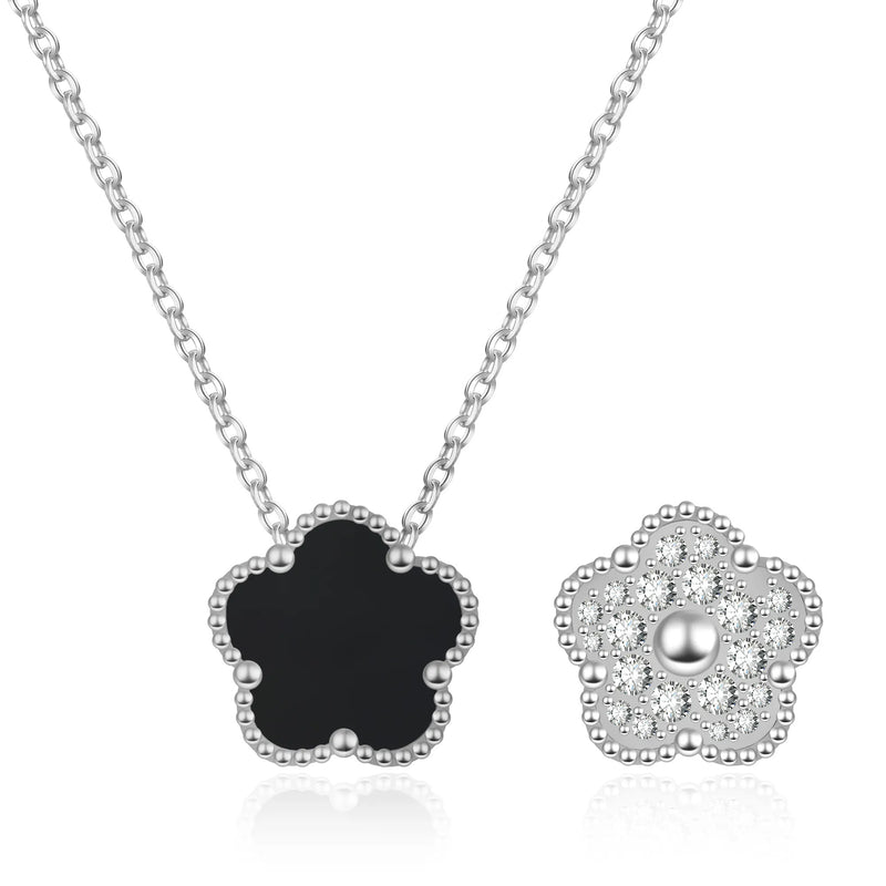 FIORI DIAMOND NECKLACE - SILVER/BLACK