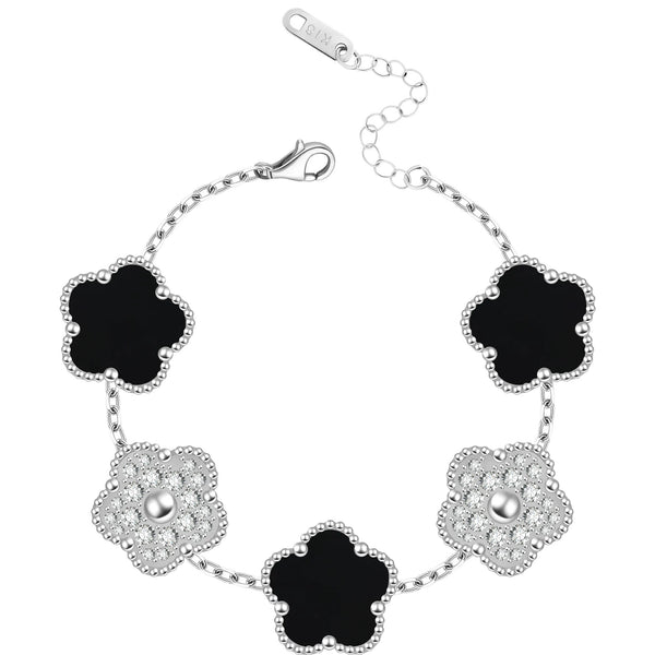 FIORI DIAMOND BRACELET - SILVER/BLACK